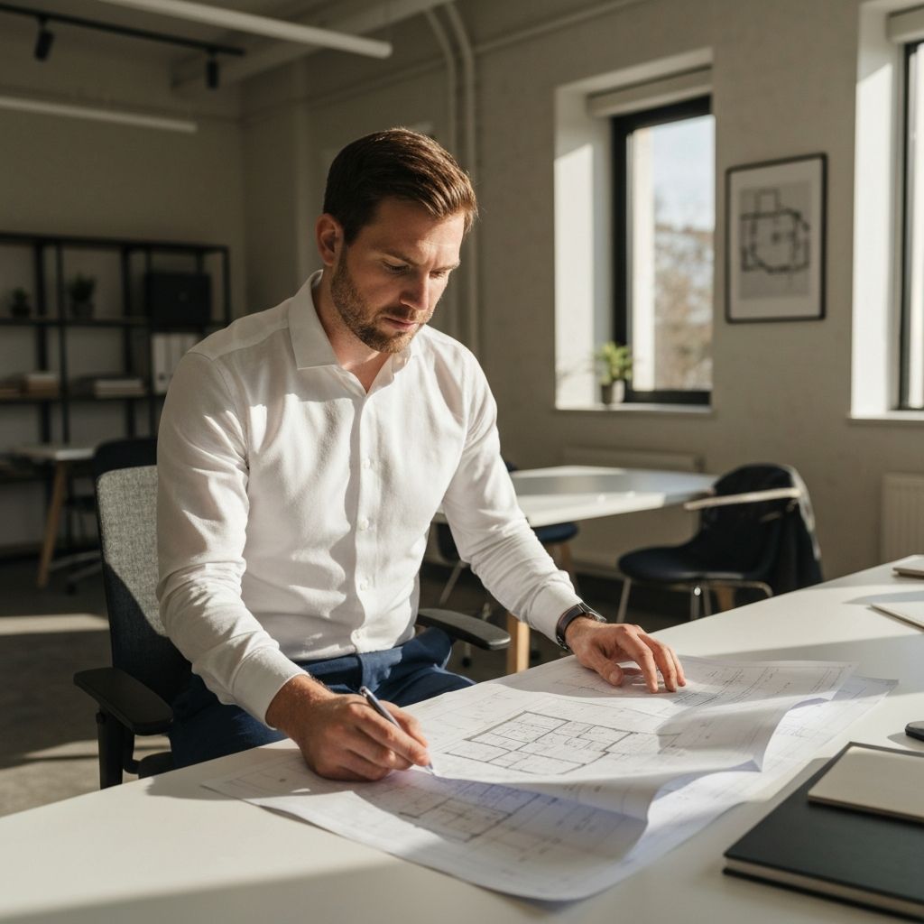 Our founder reviewing architectural plans